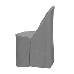 a grey chair covered in a cover on top of a white background with the seat up