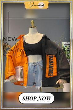 Harajuku Oversize Patchwork Jacket Women Spring Autumn New Arrival Outwear Coat Hip Hop Streetwear Loose Bf Style Jackets Long Sleeve Patchwork Outerwear For Streetwear, Patchwork Long Sleeve Outerwear For Streetwear, Trendy Oversized Patchwork Outerwear, Oversized Orange Outerwear For Spring, Spring Oversized Orange Outerwear, Oversized Letter Print Outerwear With Long Sleeves, Oversized Long Sleeve Outerwear With Letter Print, Oversized Outerwear With Letter Print And Long Sleeves, Trendy Long Sleeve Utility Jacket For Streetwear