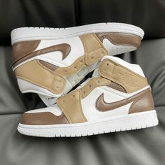 Custom Nike Air Jordan 1 Mid Coffee Brown – insdrip Brown Jordan 1, Brown Nike Shoes, Custom Jordans, Trendy Shoes Sneakers, Jordan Shoes Girls, All Nike Shoes, Nike Air Jordan 1 Mid, Custom Nike, Nike Air Shoes