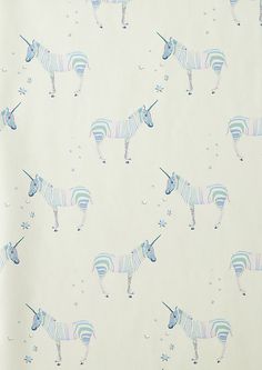 a wallpaper with blue and white unicorns on it