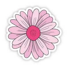 a pink flower sticker on a white background