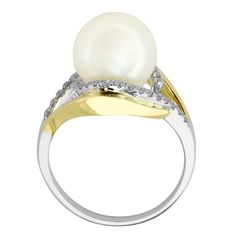 White South Sea pearls are some of the rarest and most valued pearls in the world because of their impressive luster. This exquisite South Sea pearl ring features shimmering diamonds that curve around the pearl for a bold beautiful look. - Thirty two diamonds are finely cut for brilliance, near colorless, prong set and weigh 1/3ct tw - Diamonds are certified to be ethically and responsibly sourced - Pearl measures 10mm - Ring is crafted of fine quality 14 karat white and yellow gold for a lifeti South Sea Pearl Ring, Thirty Two, Sea Pearl, Sea Pearls, South Sea Pearls, South Seas, The Pearl, June Birth Stone, Pearl Ring