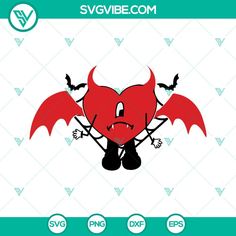 a red devil with bats on it's wings