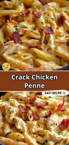 Cracked Chicken Penne, Simple Sunday Dinner Ideas, Easy Food Recipes For Dinner Quick Simple, Chicken Chunks Recipe, Easy Sunday Dinner Ideas, Chicken Penne Recipes, Family Casseroles, Sunday Dinner Ideas, Chicken Penne Pasta