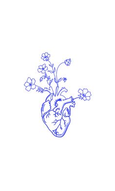 a drawing of a heart with flowers in it