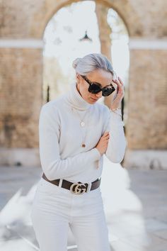 Currently Trending: Winter White - Sparkles and Shoes Fashion Mumbler, Knit Vest Outfit, Chic Coat, Older Women Fashion