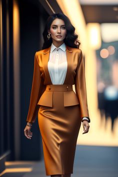 Satin Office Dress, Womens Suits Skirts, Women's Business Attire, Suits For Women With Skirts, Woman Suit Fashion Classy Style, Office Skirts Classy, Skirt Suits For Women Classy Office Wear, Office Wear Illustration, Classy Suits For Women