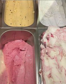 four different types of ice cream in trays