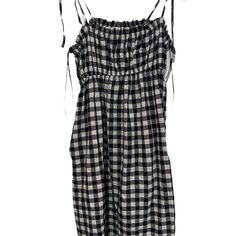 Calista. Navy & White Gingham Print. Midi Dress With Tie Straps. Never Worn. Great Condition. Dress With Tie Straps, Print Midi Dress, Dress With Tie, Gingham Print, Gingham Dress, Navy White, Navy And White, Gingham, Blue White