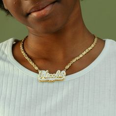 The child is 10 years old and is wearing a 14" inch, XO chain. Customizable with: Letters, Numbers & Roman Numerals. Chain width: XO Chain - 5 mm Closure: All chains are fitted with a lobster clasp. Metal Selection: Sterling silver 14k gold plated over sterling silver Custom White Nameplate Necklace, White Curb Chain Jewelry For Anniversary, White Curb Chain Necklace For Anniversary, Xo Chain, Numbers Roman Numerals, Numbers Roman, Roman Numerals, Name Necklace, Gossip Girl