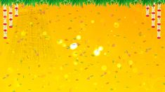 an abstract background with green grass and gold confetti on the edges, as well as red beads