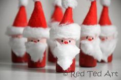 red and white santa claus bottles are lined up