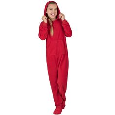 Pop into a pair of these bright beauties! Classic, comfortable and fun! These stylish and comfy red One Piece with hoods for girls and boys make for sweet dreams! Zip up in the coziest, softest polar fleece footed pj's! Onesie Party, Matching Onesies, Family Matching Pjs, Hoodie Pajamas, Kids Onesies, Footed Pajamas, Matching Pjs, Onesie Pajamas, Footie Pajama