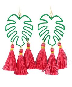 You need to palm down! These Palm Leaf Hot Pink Tassel Earrings are PALMTASTIC! Don't forget to pack these on your next beach vacay! Plus, they're lightweight and comfortable to wear, so you can enjoy a day in the sun without weighing your ears down. Tropical Beach Vacation, White Cowgirl Boots, Pink Tassel Earrings, Beach Vacay, Beaded Tassel Earrings, Pink Tassel, Yellow Butterfly, Coral Beads, Coral Turquoise