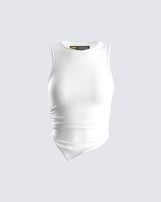 Tank Tops Summer, Clothing Pieces, Jersey Tank Top, Summer White, Emotional Support, Top Sleeveless, Asymmetrical Hem, White Tank Top