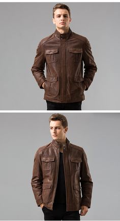 Made from fine quality genuine leather for a rugged look, this amazing motorcycle jacket for men offers ultimate comfort owing to its soft polyester lining. Featuring a conventional cuff style, its solid pattern proffers versatility that upgrades your casual look remarkably. Fitted with full sleeves, the zipper closure of this suave jacket provides the perfect fit. Upgraded further by its mandarin collar, get this splendid coat today!

Specifications
Brand Name: GeraldBlack
Material: Pigskin
Col Rugged Leather Jacket With Pockets For Winter, Leather Biker Jacket With Pockets For Outdoor, Leather Biker Jacket With Flap Pockets For Winter, Motorcycle Jacket Mens, Rugged Look, Jacket For Men, Pig Skin, Full Sleeves, Solid Pattern