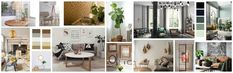 a collage of different rooms with plants and furniture