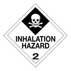 an inhaletion hazard sign with a skull and crossbones on the side