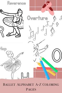 an image of ballet coloring pages for children to color and learn how to use them