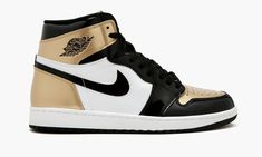 Complex Con pulled out all the stops for its second annual event, during which it ensured that 2017 closed on a high note with a list of high profile sneaker releases.  For many, the Air Jordan 1 Retro High OG "Top Three Gold" tops the list of best shoes released, and it's quite clear why.  Building on the "Top Three" mash up concept, we see MJ's first signature silhouette dressed in a shiny patent leather in a Black, White, and Metallic Gold colorway.  The color blocking gives each shoe a disti Louis Vuitton Bumbag, Louis Vuitton Backpack, 3 Shoes, Air Jordan Sneakers, Jordan 2, Air Jordan 1 Retro High Og, Sneaker Release, Air Jordan 1 Retro High, Gold Top