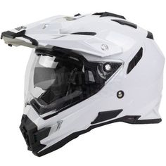 the helmet is white and has black accents