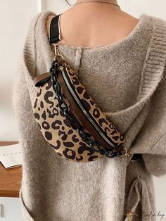 BirdinBag - Retro Leopard Print Diagonal Shoulder Bag for Women Casual Handheld Bag, Casual Brown Bag As Fashion Accessory, Casual Pouch Shoulder Bag, Casual Pouch Shoulder Bag As Fashion Accessory, Casual Fashion Shoulder Bag, Casual Bags With Adjustable Strap, Hobo Bag Patterns, Brown Crossbody Bag, Details Pictures