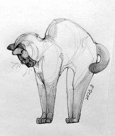 a drawing of a cat with its mouth open