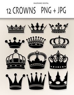 the silhouettes of crowns are shown in black and white