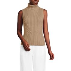 A sleeveless turtleneck? It might seem contradictory, but the beauty of this piece is that it offers so many options—for all the seasons. Wear it as a layering piece under a blazer (no more bulky sleeves). Or bare your arms and wear it solo. It's a soft cotton blend with a slimming ribbed texture, making it a versatile staple that you can rely on throughout the year. Tank Sweater, Cotton Turtleneck, Turtleneck Sleeveless, Cropped Camisole, Sleeveless Turtleneck, Top Sweater, Ladies Of London, Ribbed Texture, Womens Tie