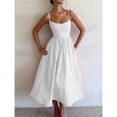 Season:Summer; Fabric:Polyester; Sleeve Length:Sleeveless; Look After Me:Machine wash; Gender:Women's; Style:Casual,Streetwear,Elegant,Maxi; Elasticity:Micro-elastic; Occasion:Date,Vacation,Street,Holiday; Fit Type:Regular Fit; Dresses Type:Plain Dress,Swing Dress,Slip Dress,White Dress,Summer Dress,Casual Dress,A Line Dress; Design:Backless; Neckline:Strap; Listing Date:06/14/2024; Bust:; Length:; Waist:; Fit US Size:; Fit UK Size:; Fit EU Size:; Dress Length Type:Maxi Dress; Print Type:non-pri Pyjama Satin, Rock Outfit, Dress Women Elegant, Linnet, Suspender Dress, Strappy Dresses, U Neck, Look Plus, Look Casual