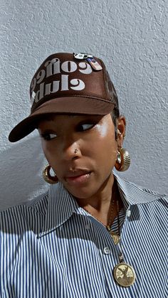 Our brown limited edition coffee club trucker hat, with velvet font. It comes with 5 coffee related pin buttons, it’s also adjustable this hat can be styled many ways. It’s unisex Trendy Brown Visor Baseball Cap, Adjustable Brown Baseball Cap With Letter Print, Trendy Brown Baseball Cap For Streetwear, Brown Letter Print Baseball Cap, Trendy Brown Streetwear Baseball Cap, Trendy Brown Baseball Cap With Curved Brim, Brown Baseball Cap With Letter Print And Curved Bill, Brown Trucker Baseball Cap With Letter Print, Brown Baseball Cap With Letter Print