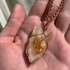 "☾ Natural Citrine Necklace ☾ High quality, rough Citrine in its raw form in a secure & subtle setting that highlights the stone These pendants come in pure copper or sterling silver. Choose from an adjustable faux leather chord, a matching 18\" copper chain, a matching 18\" sterling silver chain or get just the pendant. ⭐️Faux Leather Chord Options: Choose from black, dark brown or tan. These chords are also tied to be adjustable so you can wear it at your desired length! Need a longer necklace Citrine Crystal Necklace Gift, Spiritual Citrine Pendant Crystal Necklace, Amber Citrine Crystal Necklace As Gift, Amber Citrine Crystal Necklace For Gift, Spiritual Electroformed Amber Necklace, Citrine Pendant Crystal Necklace With Natural Stones, Citrine Pendant Necklace With Natural Stones, Healing Amber Citrine Crystal Necklaces, Unique Citrine Necklaces For Gift