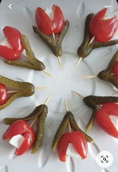 several pickles are arranged in the shape of a flower