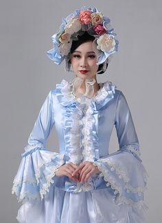 Women Blue Victorian Bustle Dress Ballgown Color:Blue   Material: This dress made of High Quality Satin, soft,smooth and comfortable to wear  Sleeve Length:  Long Sleeve  Dresses Length:Floor Length  Neckline:  Square Collar  Decoration: Ruffles + Lace  Package Includes:  Dress + Hat   The length of skirt about 45 inches (114 cm) long from waist to hem regardless of size. This dress is pictured with a 6-hoop skirt Petticoat underneath to achieve the look. Petticoat are NOT INCLUDED with our Victorian Bustle Dress, Carnival Women, Masquerade Party Dresses, Gothic Victorian Dresses, Victorian Bustle, Women Birthday Party, Bustle Dress, Woman Birthday Party, Hoop Skirt