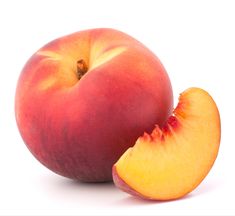 a peach cut in half with one piece removed