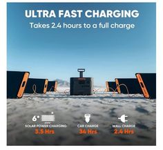 an advertisement for the electric car charger, with text that reads ultra fast charging takes 2 4 hours to full charge