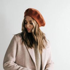 Madewell Cashmere And Wool Blend Beret In Rust , Raspberry And Also Available In Navy One Size New Without Tags Hygge Fashion, Beret Outfit, Gigi Pip, Fall Hat, Wool Beret, Cap Collection, Fall Hats, Wool Berets, Character Inspo