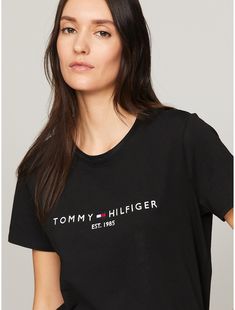 Tommy Hilfiger women's T-shirt. Made from pure cotton and embroidered with our classic Tommy logo, our tee is a soft, comfortable layer.  Material: 100% Regenerative Cotton. Tommy Hilfiger Store, Tommy Hilfiger T Shirt, Tommy Hilfiger Logo, Hush Puppies, Tommy Hilfiger Women, Shirts & Tops, Tshirt Logo, Pure Cotton, Womens Tees