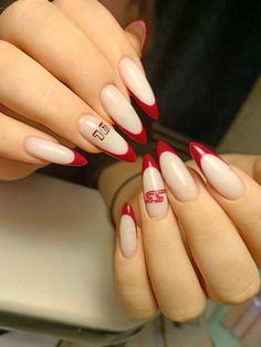 2024 Ferrari team nails (my beloved C^2 😭) Ferrari Red Nails, Team Nails, Almond Nails, French Nails, Red Nails