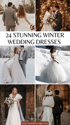 the wedding dresses are all different styles and colors