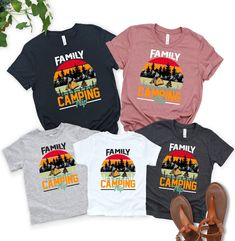 Family Camping Trip Shirts, Family Matching Camping Shirts, Family Camping TShirt, Family Summer Trip T-Shirt,Family Weekend Road Trip Shirt ~~ Please check all color and size charts before place the order. Since all shirts are custom made based on your selection, I don't accept return or exchange unless there is an issue with your order. ~~ High quality and super soft, comfortable shirt. Made with top-of-the-line vinyl and pressed with a professional grade heat press. ~~ Processing time is 1-3 Custom Print Short Sleeve T-shirt For Family Outings, Cotton Graphic T-shirt For Family Outings, Graphic Print Short Sleeve Shirt For Family Gatherings, Family Matching Graphic Print T-shirt For Gatherings, Family Matching Graphic T-shirt, Family Funny Print Graphic Tee, White Short Sleeve T-shirt For Family Outings, Family Matching Graphic T-shirt For Family Outings, Graphic Print Crew Neck T-shirt For Family Outings