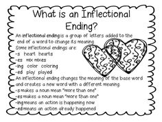 what is an inflectional ending? worksheet with two heart shapes