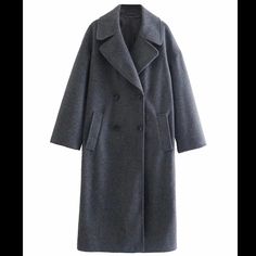 Size S But Oversized/ Can Fit A Size M Bought In A Local Boutique On Vacation In France Not Zara But Looks Like The Zara One Woolen Coat Woman, Loose Coats, Middle Age Fashion, Long Winter Coats, Cocoon Coat, Womens Windbreaker, Winter Trends, Woolen Coat, Double Breasted Coat