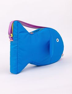 Find a new friend in this super plushy Fish Purse! This bag is so comfy and soft to wear, you'll be making it your daily driver. The inside is super roomy and can fit everything you need. Store small items in the two inside pockets. The grommet eye is the perfect size to thread your phone charger through to keep your phone charged and on hand! Hang your keys or our matching Fish Keychains off the double zipper pulls or the paracord loops on the head & tail of the bag. Adjust the strap to your pe Fish Keychains, Fish Purse, Bike Seat Bag, Circle Purse, Mesh Backpack, Tiny Bag, Saltwater Fish, Quilted Backpack, Bicycle Bag