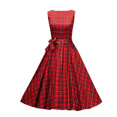 Women's Red Checked A-Line Dresses - Red - 3P48494814 - Women's Clothing, Dresses, Retro Dresses  #RetroDresses #Women's #Clothing # #Dresses # #Retro #Dresses Red Tartan Dress, Vintage Dresses Cheap, Scottish Clothing, Vintage Dresses Online, Vestidos Retro, Rockabilly Style, Tartan Dress, A Line Dresses, Vestidos Vintage