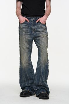 Discover the perfect blend of style and comfort with the Blue Washed Heavy Whiskered Jeans from BLIND/NO PLAN's Spring/Summer '24 collection. Made from 95% cotton and 5% viscose, these jeans feature an oversized fit, ensuring maximum comfort. Easy to care for, simply machine or hand wash with water under 40°C, avoid bleach, and iron reversed on low temperature. Size Waist (cm) Hip (cm) Length (cm) Thigh (cm) XS 72 92 106 56 S 78 98 109 59 M 82 102 111 61 L 86 106 113 63 Blazer And T Shirt, Cami Shirt, Varsity Jacket Men, Shorts Sweatpants, Denim Trousers, Outerwear Coats, Male Model, Jacket Tops, Bottoms Pants