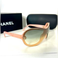 Chanel Blush Colored Retro Style Sunglasses . Never Worn Ombr Fade Elegant Shield Sunglasses For Spring, Luxury Clear Shield Sunglasses With Gradient Lenses, Designer Shield Sunglasses For Summer, Luxury Pink Shield Sunglasses With Uva Protection, Fashionable Pink Shield Sunglasses With Uv Protection, Elegant Pink Shield Sunglasses With Uv Protection, Elegant Clear Shield Sunglasses With Uv Protection, Pink Tinted Sunglasses For Formal Occasions, Formal Pink Tinted Sunglasses