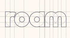 the word boom written in black and white with circles around it on a gridded background