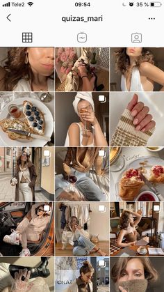 a collage of photos showing different women and food