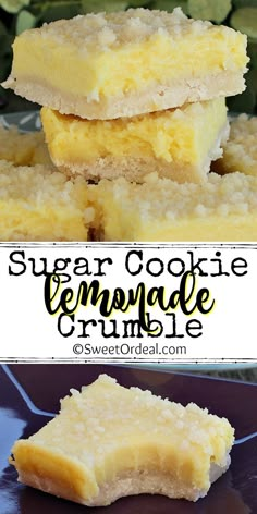 sugar cookie lemonade crumbles stacked on top of each other